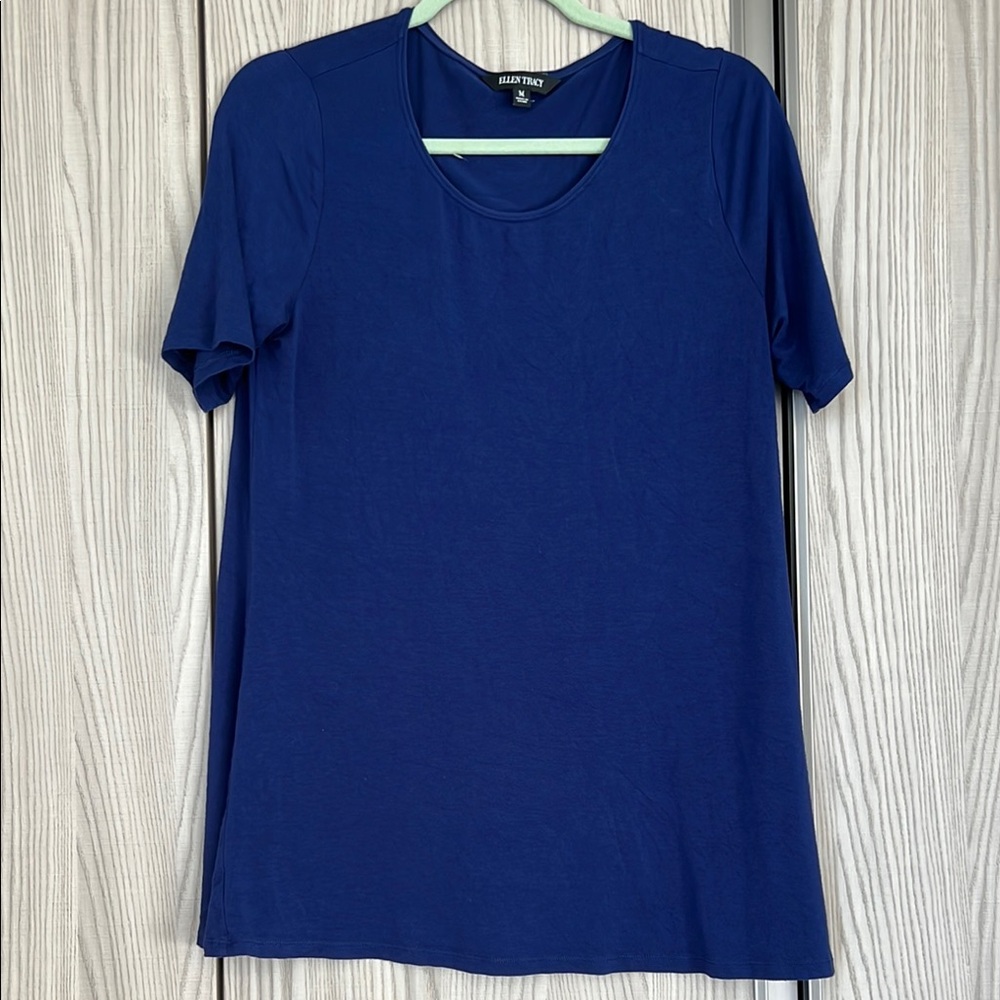 Ellen Tracy Fitted Navy Blue Short Sleeve Tee